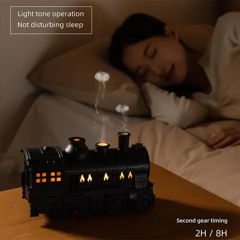 Mini Train Aromatherapy Essential Oil Diffuser - Ultrasonic Cool Mist Humidifier with LED Light